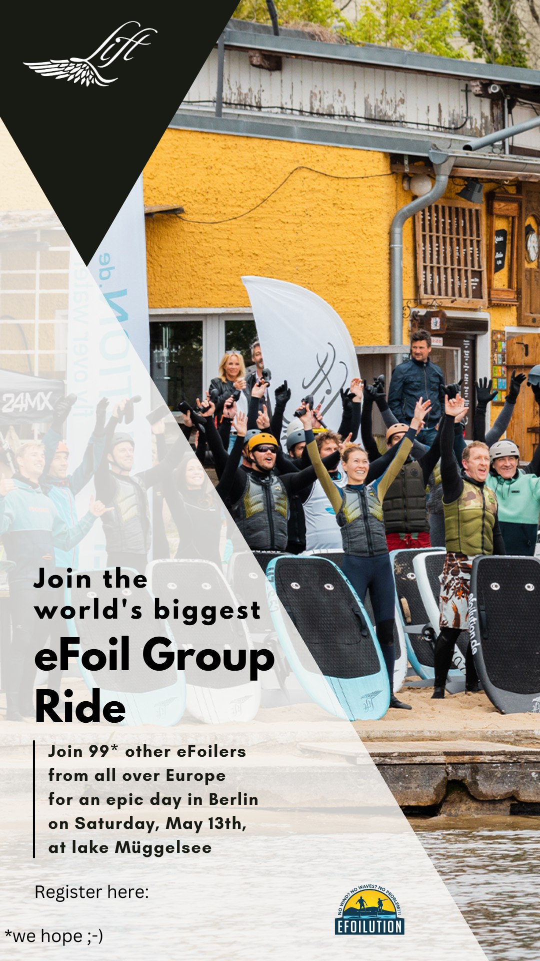 eFoilution Lift Foils eFoil Group ride Berlin